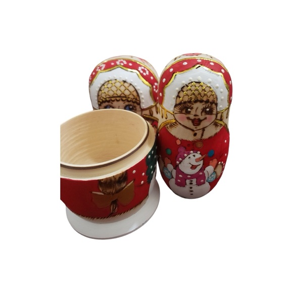 Russian Christmas Nesting Doll 8” Handcrafted - Picture 8 of 12